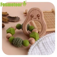 fosmeteor 1pcs baby teether bracelet cute wooden baby beech toy no bpa solid color infant baby bracelet teething gifts