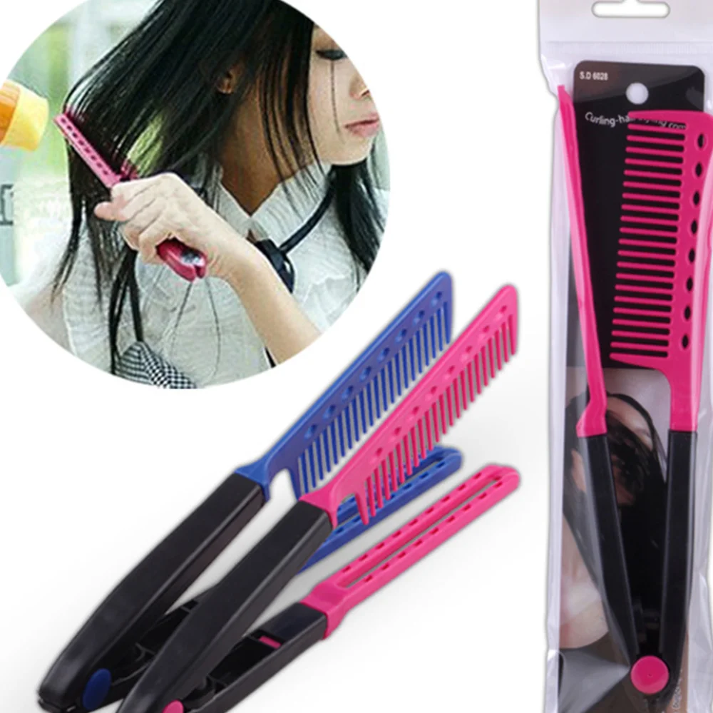

4Pcs V-Shaped Hair Comb Hair Curly Comb Hair Straightening Comb Hairdressing Comb (Rosy Blue for Each 2Pcs)
