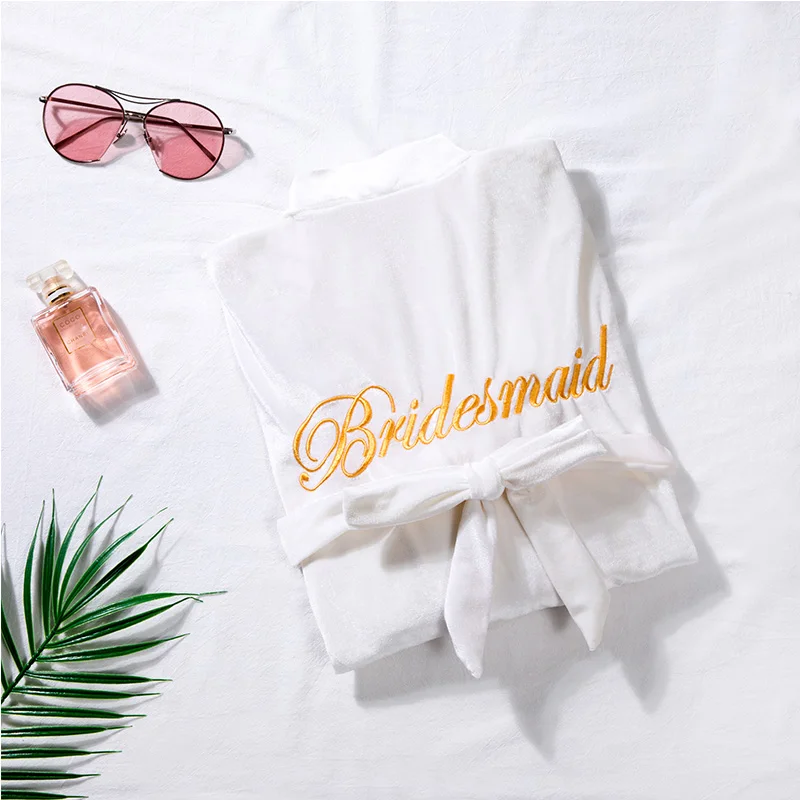 Бархатный халат для невесты подружки винного цвета короткая повседневная одежда