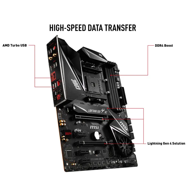 MSI MPG X570 игровой край WIFI Поддержка AMD Ryzen 9 плаша-мама AM4 DDR4 128 ГБ 4400(OC) M.2 PCI-E 4.0