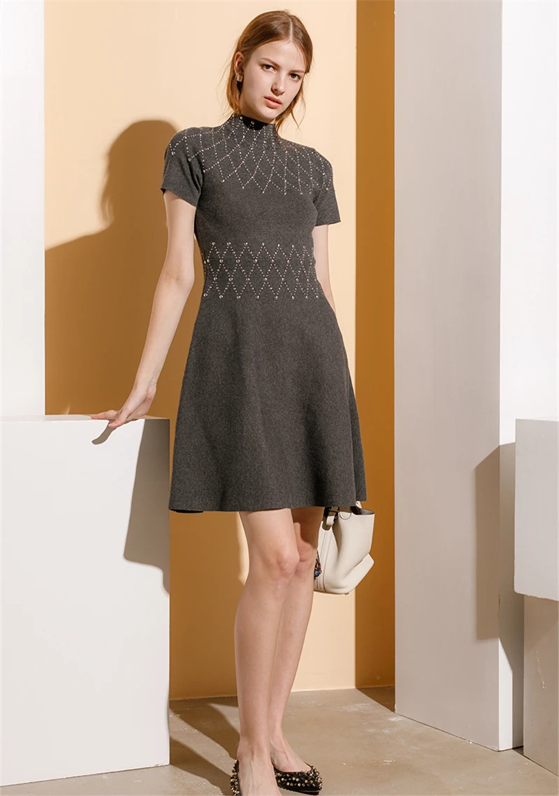 Tunjuefs Горячая блестки вязаное платье для женщин Vestido молнии элегантный Bodycon водолазка с коротким рукавом халат пуловеры осень