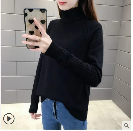 

2021 new autumn fashion high neck sweater twist thick sweater loose ladies knit sweatersize S-XL