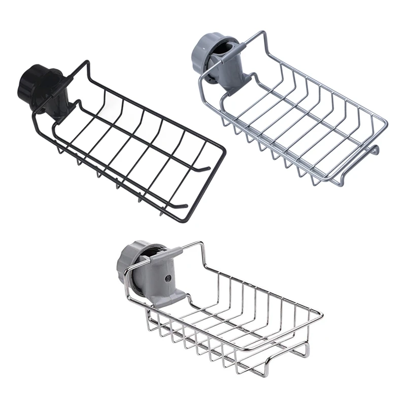 

Stainless Steel Kitchen Sponge Holder Soap Dishwashing Liquid Drainer Rack Faucet Storage Rack Drain Basket 2021