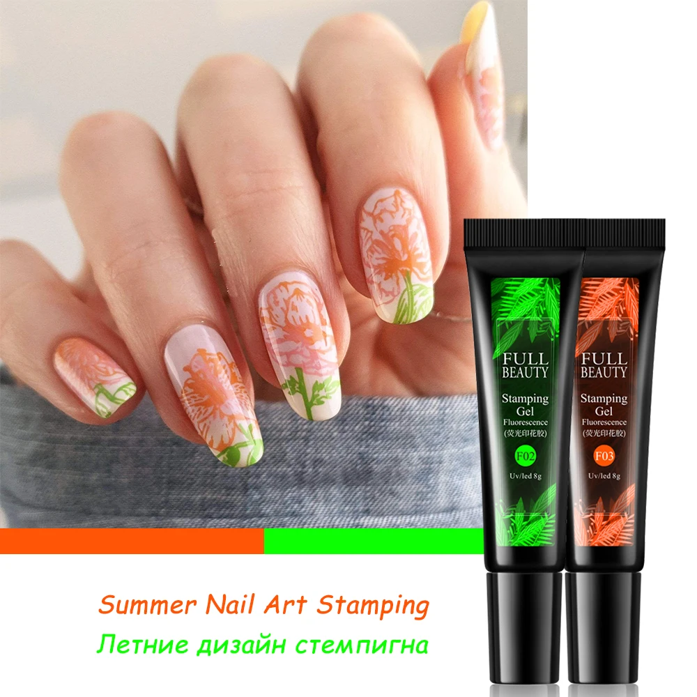 8 мл Гель краска для стемпинга неоновый зеленый лак гель лаки ногтей дизайн нейл