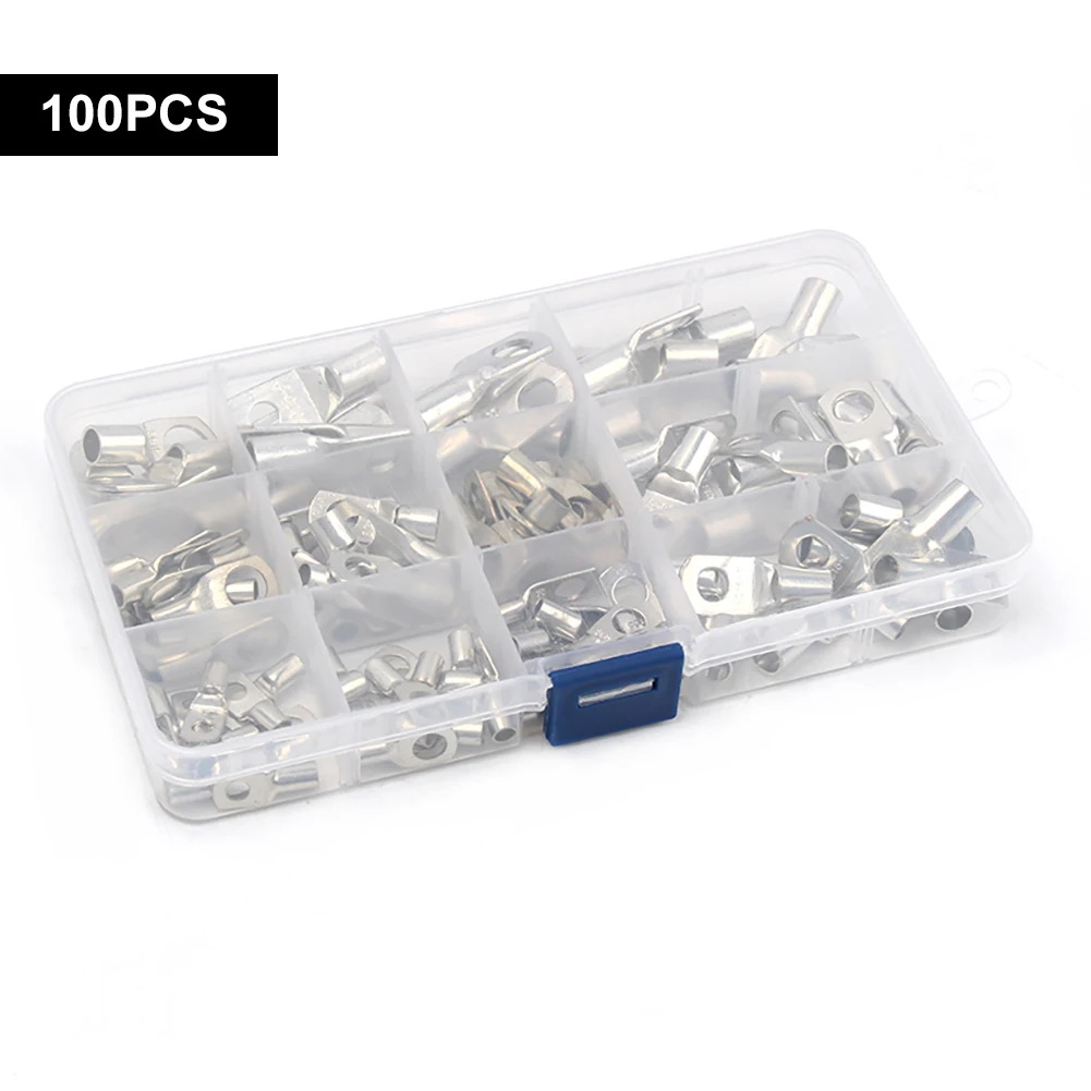 

100Pcs Assorted Spade Terminals Insulated Cable Connector Electrical Wire Crimp Butt Ring Fork Set Ring Lugs Rolled Kit