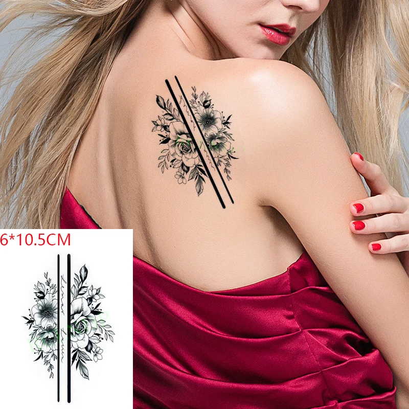 

Waterproof Temporary Tattoo Sticker ins Rose peony flower bouquet sexy Body Art flash tatoo fake tatto for Women Men