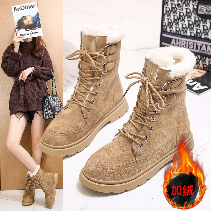 

Winter women's shoes plus velvet thickening to keep warm new student high-heeled 5CM snow boots female Martin boots