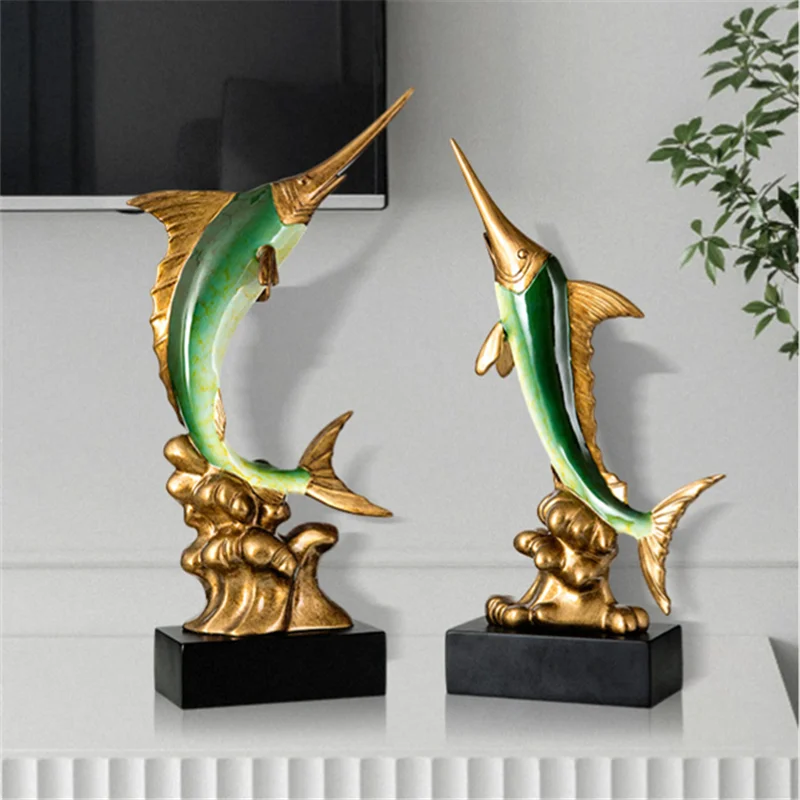 

Bao Guang Ta European Simulation Swordfish Resin Statue Modern Living Room TV Cabinet Art Figurines Home Decor Sculpture A3159