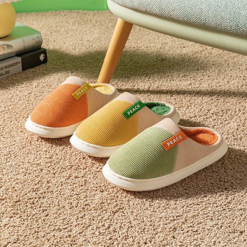 Cotton Slippers Men's Home Non-Slip Men's Couple Plush Shoes Woman Slippers Shoes for Women House Slippers Furry Slippers