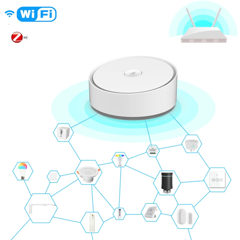 

Tuya Intelligent Multi-mode Gateway WiFi+Bluetooth-compatible+Zigbee APP Remote Control Intelligent Linkage Home Mesh Hub