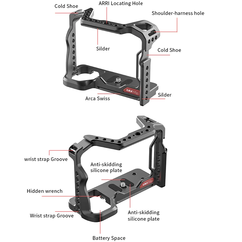 UURig металлическая клетка для Sony A73 A7III A7R3 A7M3 Rig с Arca Swiss и Arri установочное отверстие