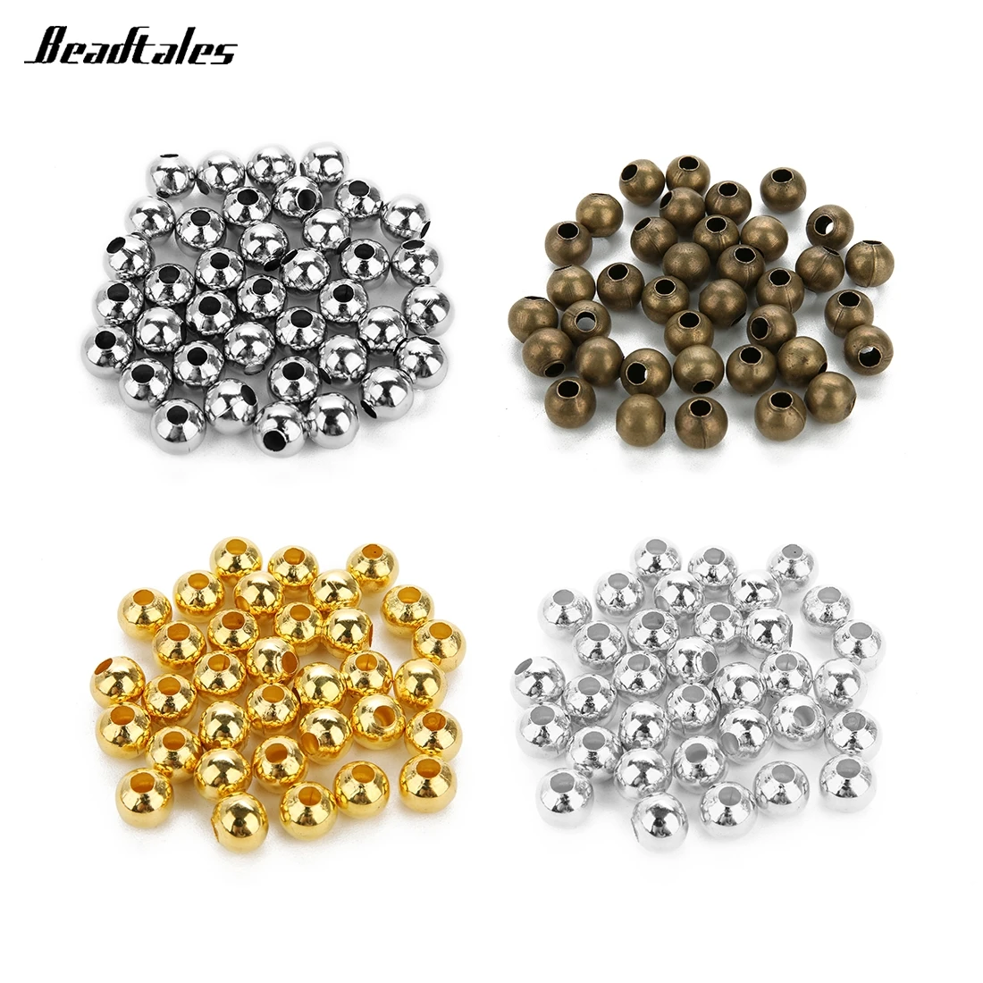 

Beadtales 100pcs/lot 3 4 5 6mm Gold Round Spacer Beads Smooth Ball End Seed Beads For Jewelry Making Findings Accessories