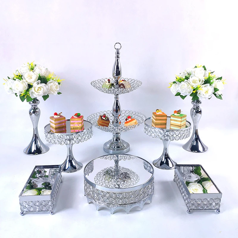 7 шт. цвета: золотистый серебристый металлическая для подставки пирожных Круглый