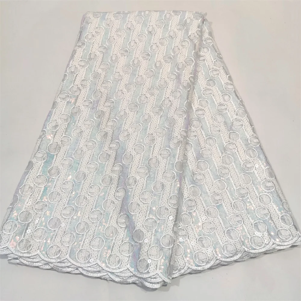 

Nigerian Beaded High Quality African Tulle Lace Fabrics 2021 With Sequins French Wedding Lace Material For African Women Dress