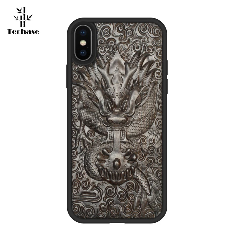 Techase Soft TPU Wooden Phone Cases For iPhone X Case Real Luxury Wood 3D Emboss Back Cover 11 Pro XS Apple 6 7 8 | Мобильные