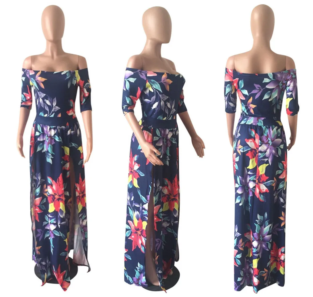 

Donsignet Fashion Women's Dress New Summer Casual Tube Top Sexy Hollow Digital Printing Split Dress Off The Shoulder