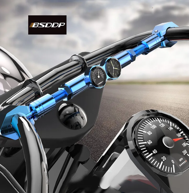 

Universal Motorcycle Aluminum Alloy Balance Bar Cross Bar With Thermometer Chronograph Watch Modification Accessories