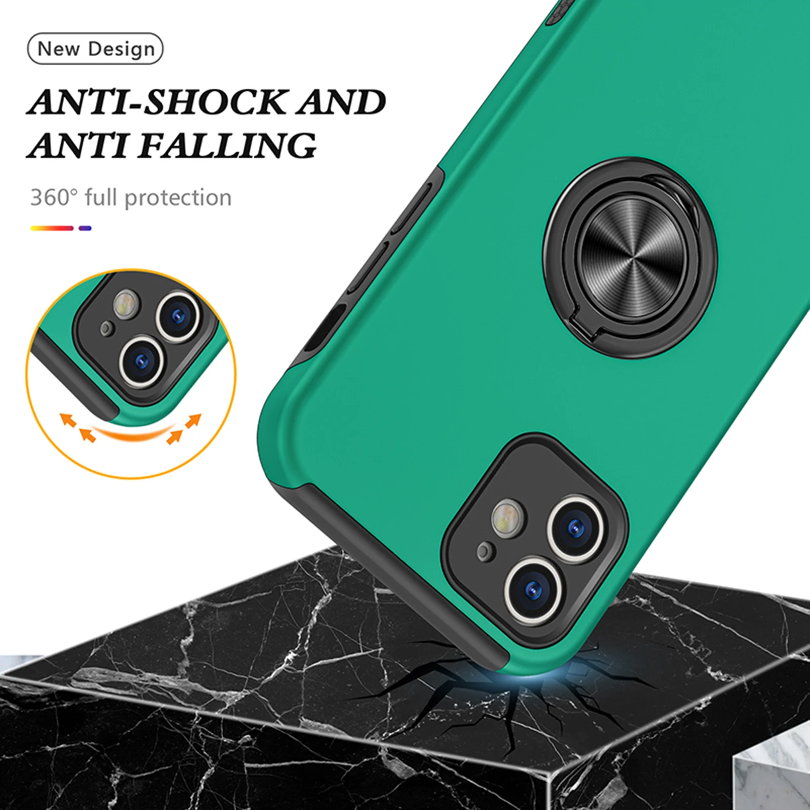 ZSHOW TPU Case for iPhone 13 Pro Max SE 2020 11 12 Pro Max XR XS Max Case for Man - PC Back with Magnet Ring Holder Shockproof