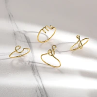 creative a z 26 letters initial name rings for women men geometric finger ring jewelry unisex silver color wholesale gift