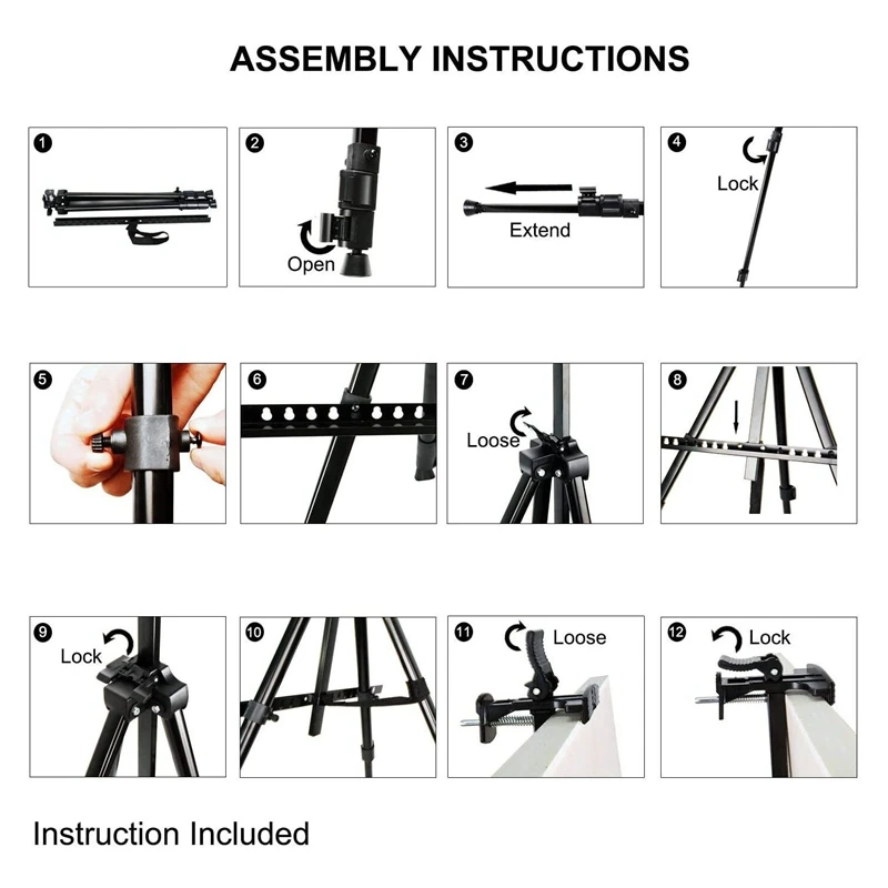 

65Inch Aluminum Display Easel Artist Easel Tripod with Portable Bag Adjustable Height From for Table-Top/Floor Painting