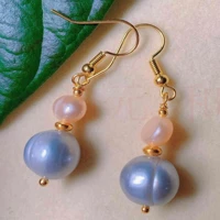 natural baroque fresh water pearl eardrop 18k gold earrings accessories jewelry classic women gift aquaculture christmas