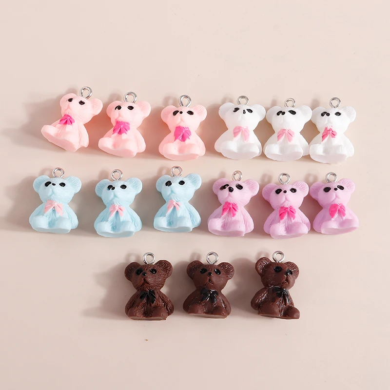 

15pcs 15*22mm 3D Cartoon Bears for Earrings Necklaces Making Accessories Fancy Original Jewelry Findings Animal Bear Pendants