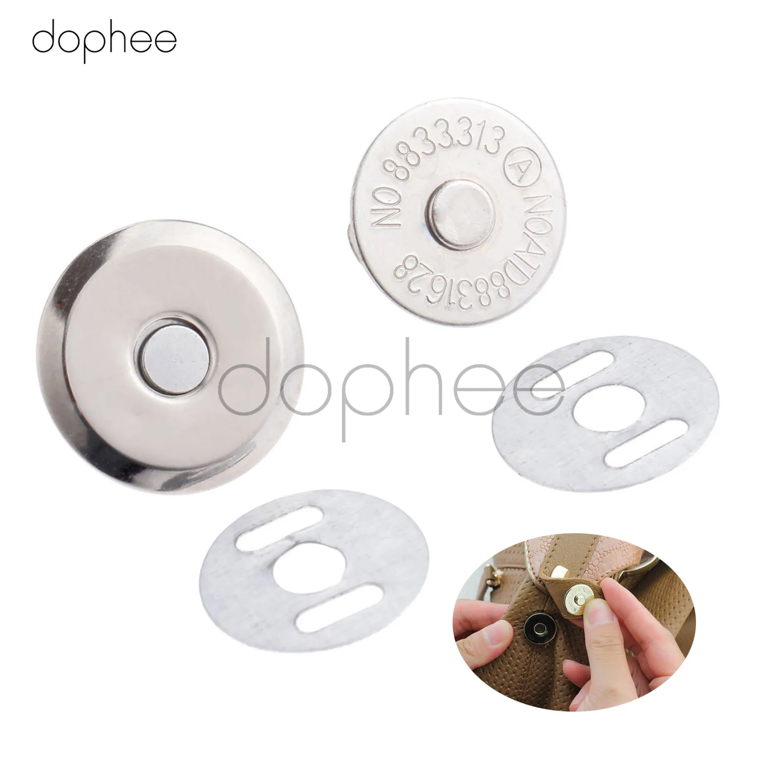 Dophee 10 шт. 16/18 мм серебристые магнитные заклепки для женских сумок кошельков