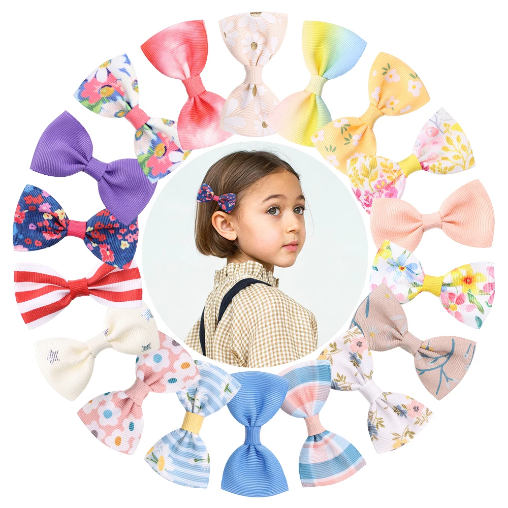 

1Piece 18Colors Printed Grosgrain Ribbon Bowknot Hair Clips For Cute Girls Mini Hairpins Handmade Barrette Kids Hair Accessories