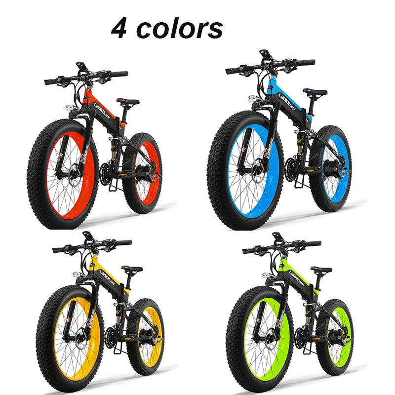 26'' Fat Wheel Folding Electric Bicycle 48V 13Ah 27 Speed Full Suspension Snow Mountain Dual Hydraulic Disc Brake | Спорт и