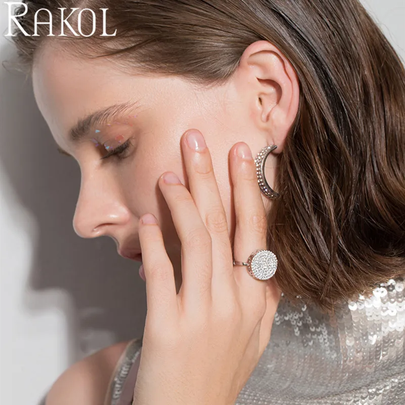 RAKOL большие круглые микро AAA кубический циркон Роскошные Bling обручальные Модные