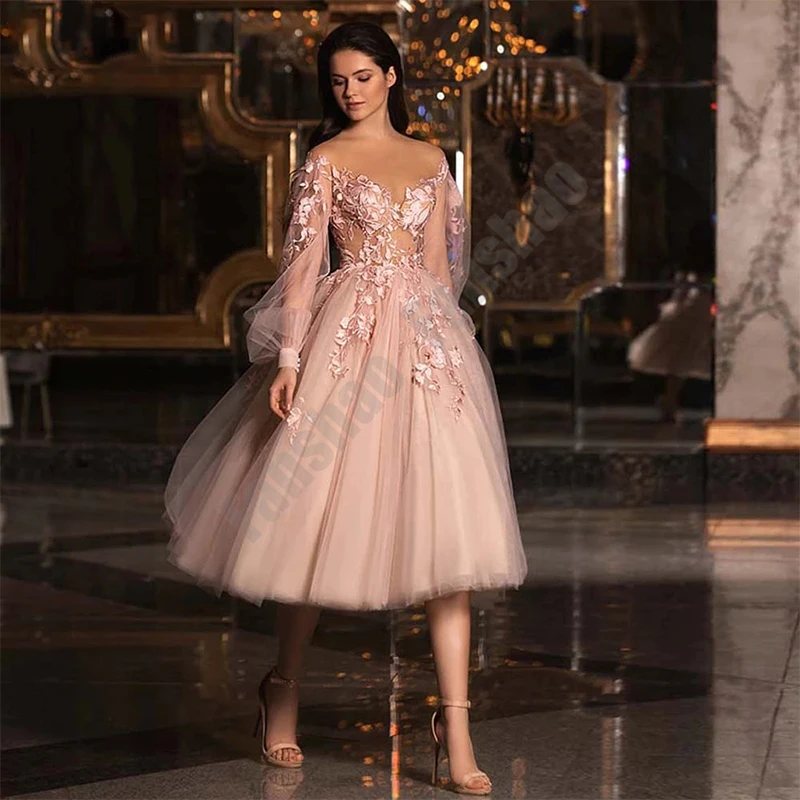 Женское платье для выпускного вечера элегантное розовое Пышное Платье с круглым