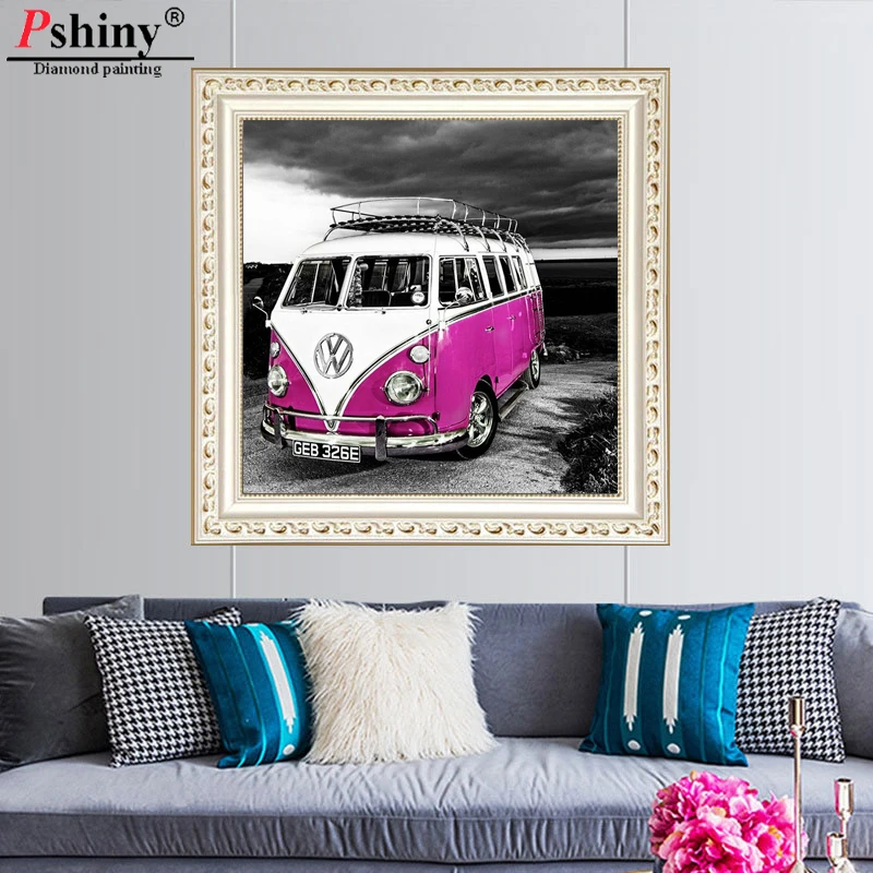 Pshiny 5d полный квадрат и круглый дрель алмазов картина с изображением автобуса vw