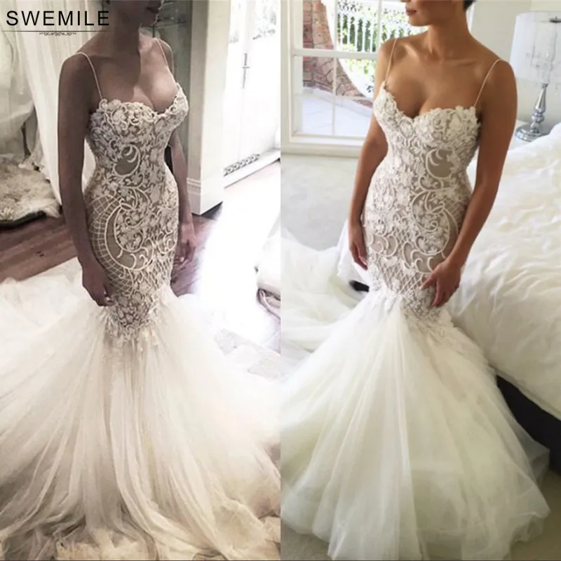 SWEMILE Русалка Кружева Свадебные платья Robe De Mariee пикантные тонкие бретельки невесты платья Свадебные платья Vestidos De Novia