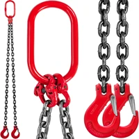 vevor 2t 3t capacity chain sling 516 x 6 double leg with steel hook grade 80 alloy steel heavy duty for lifting or moving