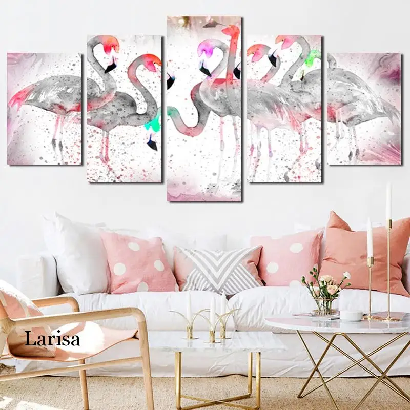 

Colorful Animal Canvas Painting Photo Crane Longevity Art Poster Hd Print Frameless Five Piece Home Decoration Wall Art