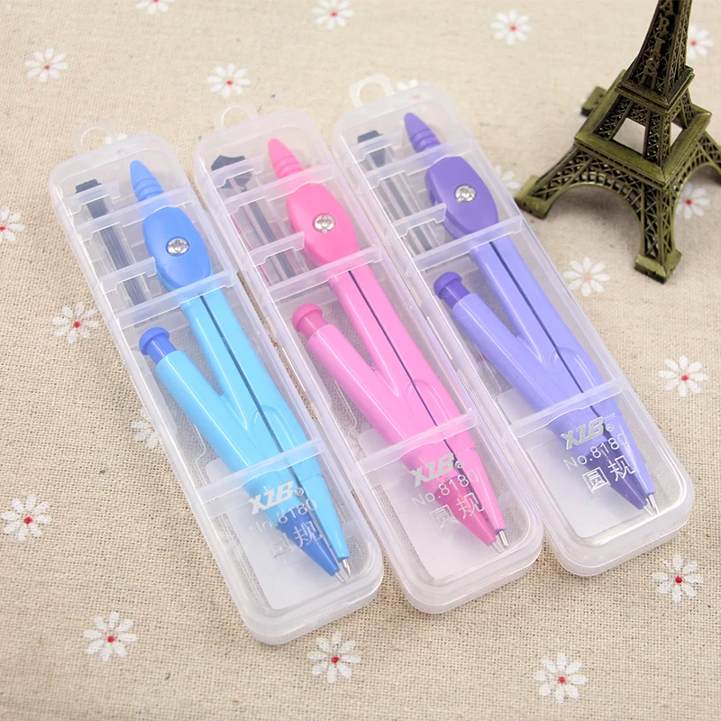 

Simple metal compasses for students With spare pencil lead Math geometry circle drawing tool