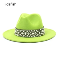 lidafish solid color jazz fedoras hats for women winter 7cm brim formal dress wedding hat fashion party trilby hat