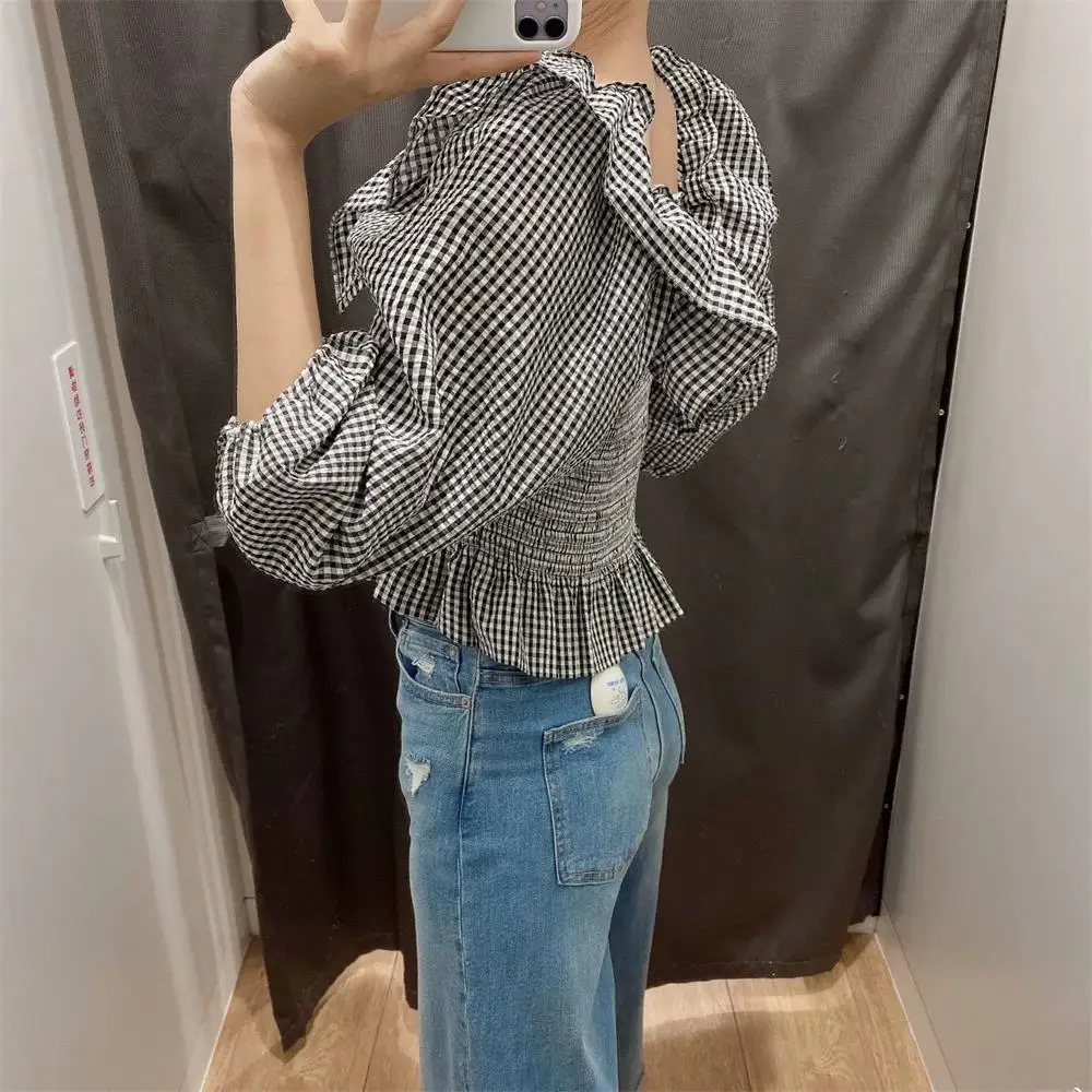 Осенняя Европейская и американская Женская универсальная короткая рубашка в