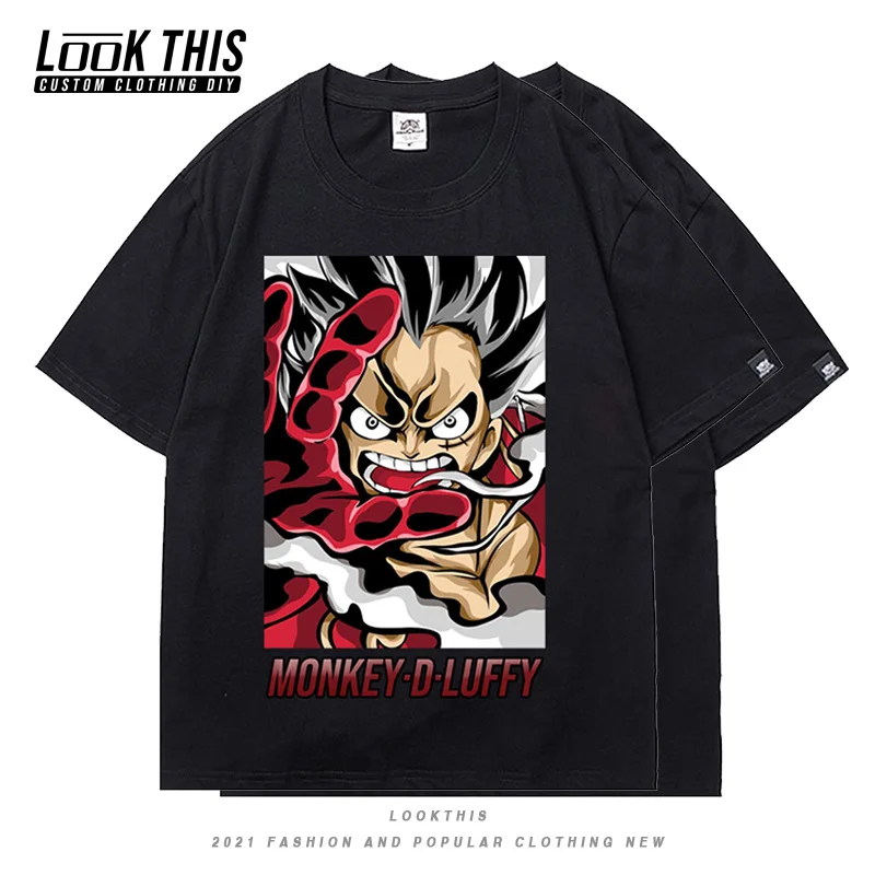 

Harajuku Anime ONE-PIECE Print Womens Oversized T-shirt 2021 Summer Monkey D Luffy Street Women T-shirts Loose Soft Girls Tops
