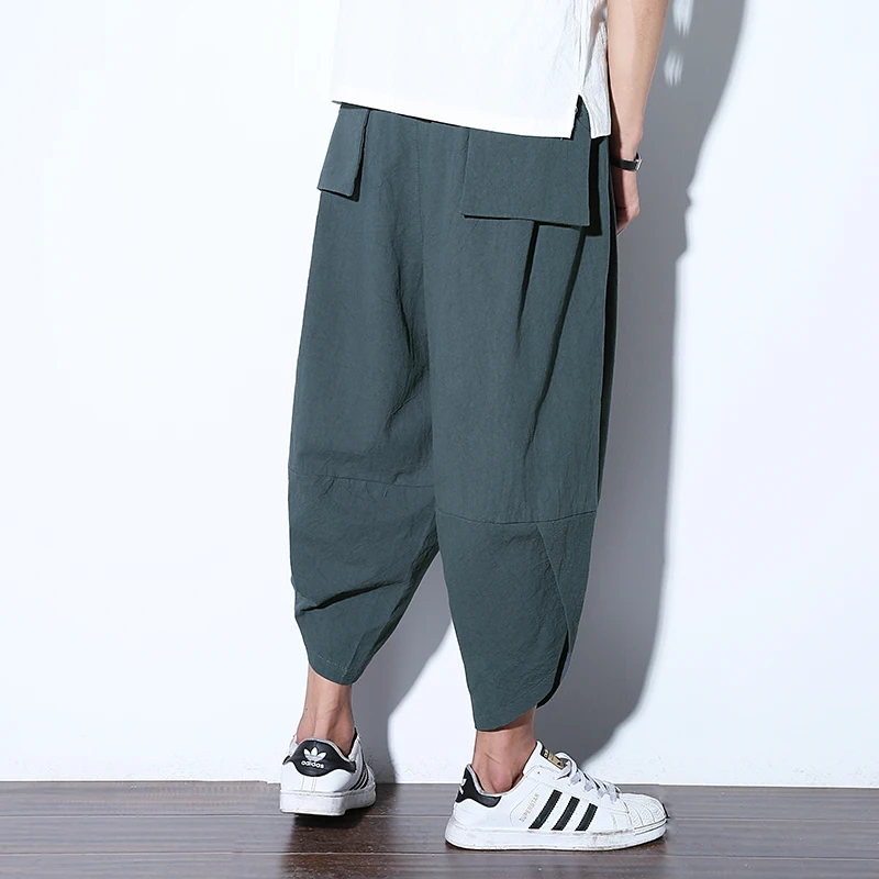 Праздник Мужская полотняная укороченные кросс-брюки Для мужчин Повседневное