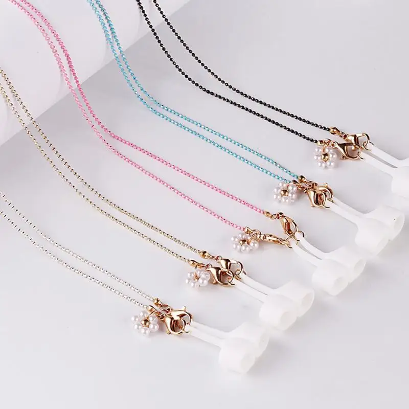 Цепочка для маски многогранная цветная цепочка из бисера Жемчуг Маргаритка