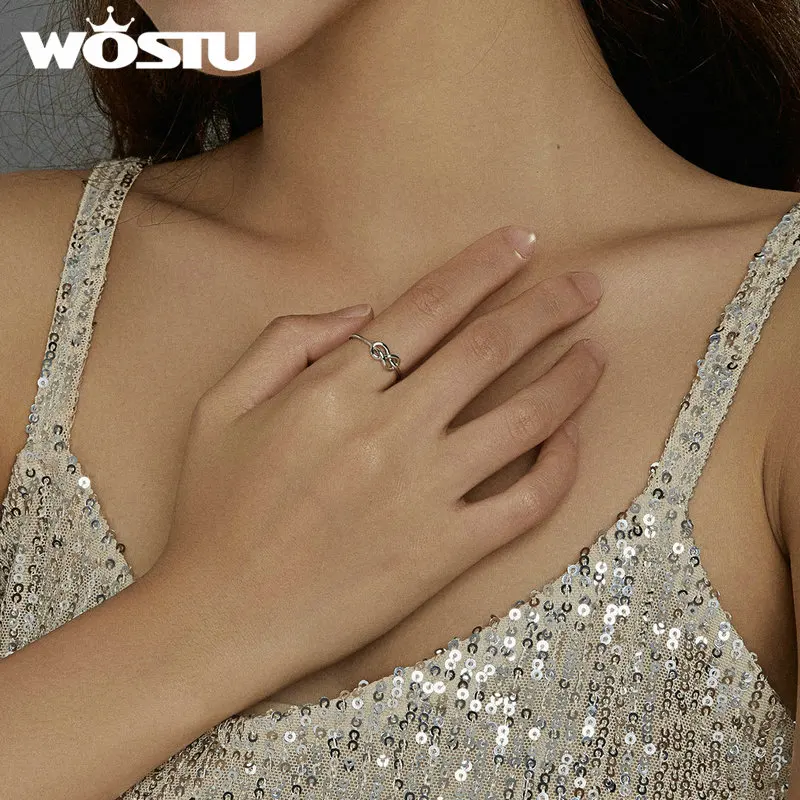 WOSTU Аутентичные 925 пробы серебряные геометрические кольца на палец с символом