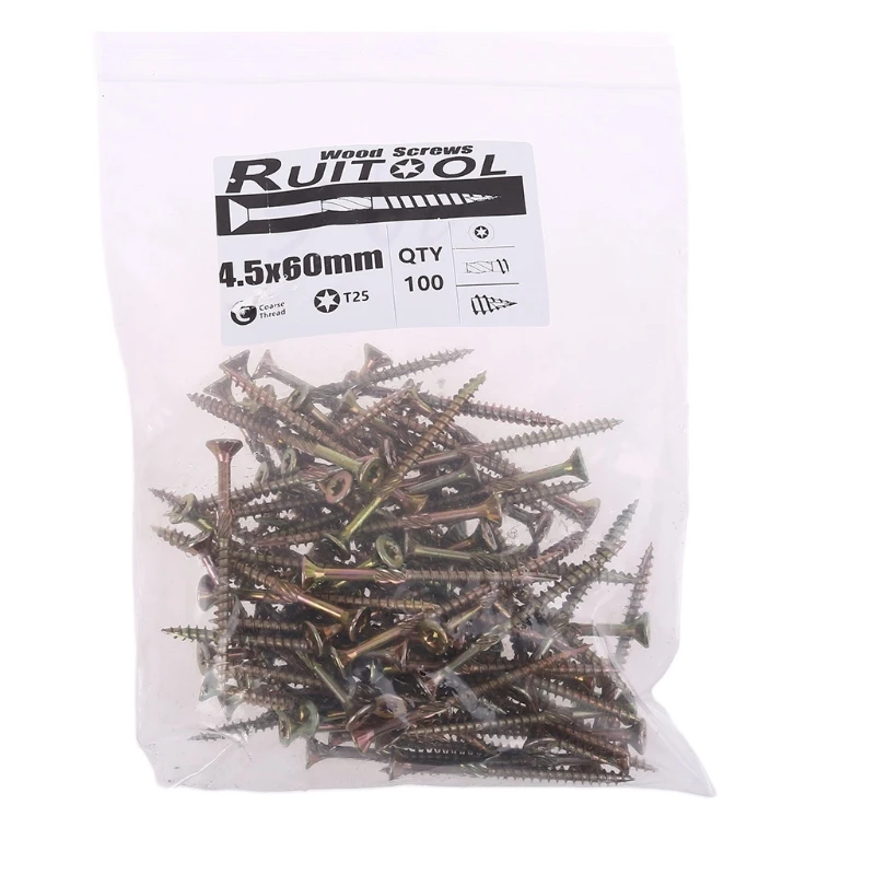 

100pcs T25 Woodworking Plum Blossom Self Tapping Screws Deck Wood Binding Screw