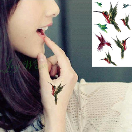 

Водонепроницаемый временная татуировка Стикеры fly птицы татуировки зимородок Колибри татуировки золотого и серебряного Стикеры s флэш-тат...