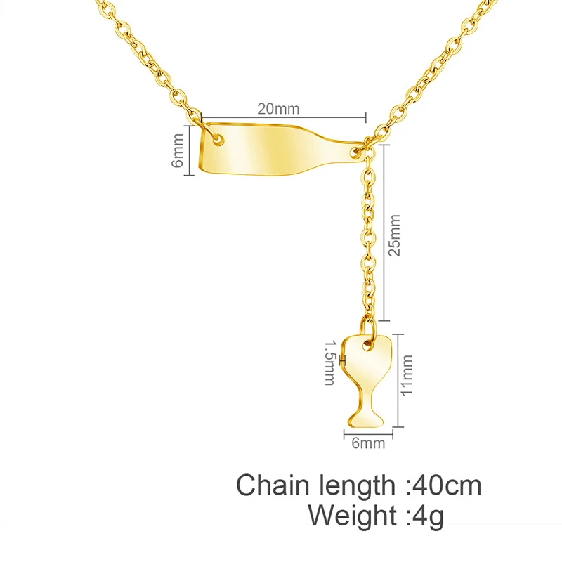 Женское ожерелье с кулоном в виде чашки красного вина золотого и серебряного