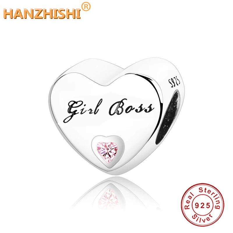 

2020 Spring Collection 925 Sterling Silver Girl Boss Heart Charm Beads Fit Original Pandora Charm Bracelet Necklace Jewelry