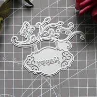 happy word butterfly branches cutting dies scrapbooking embossing die cut stencils diy decoration metal paper cards template