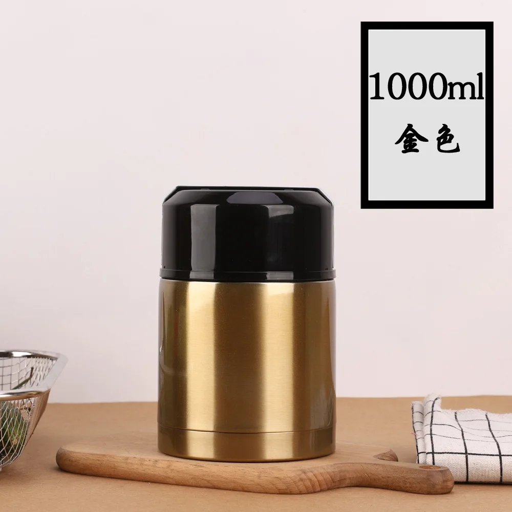 1000ml Gold Горячая Распродажа 800 мл/1000 мл термосы для супа из нержавеющей стали вакуумный Ланч-бокс портативный контейнер для еды - Цвет: 1000ml Gold