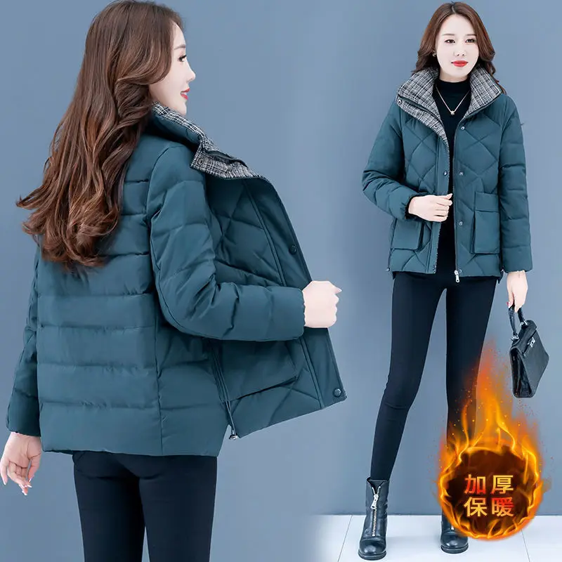 2023 Women Thick Parkas Coats Female Long Sleeve Stand Neck Zipper  Casual Outwears Ladies Warm padded Jackets H882