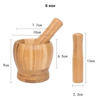 1pc multifunction garlic press wood mortar and pestle set manual spices mortar pestle set grinding bowl grinder with cover